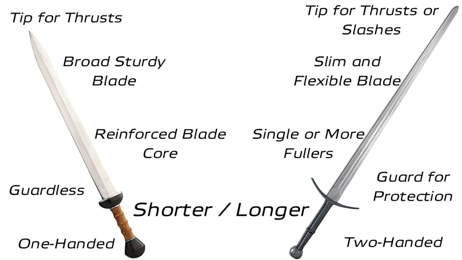 Short Sword vs Long Sword Characteristics