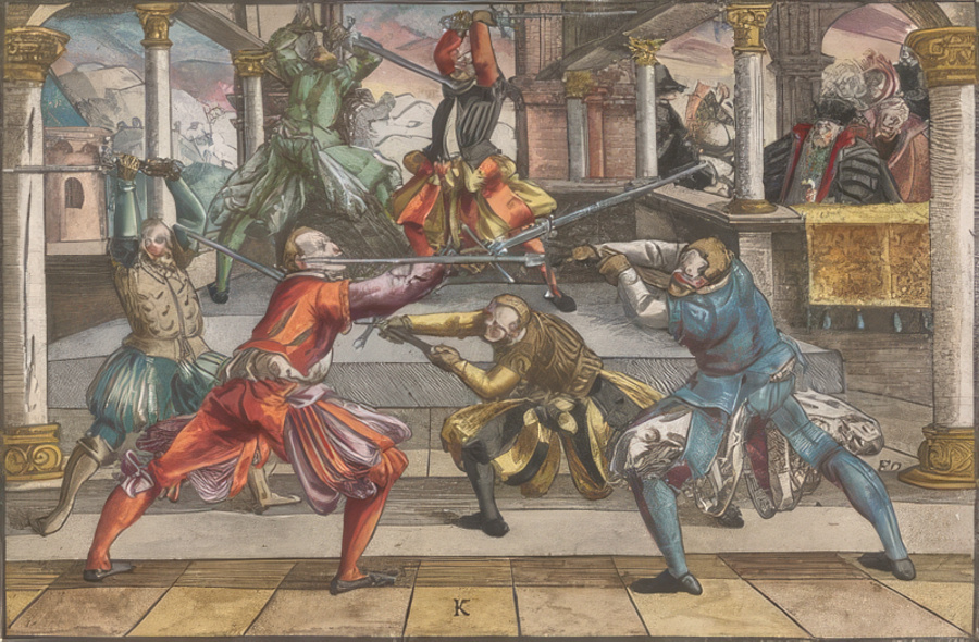 A plate of longsword fighting system from Joachim Meyer