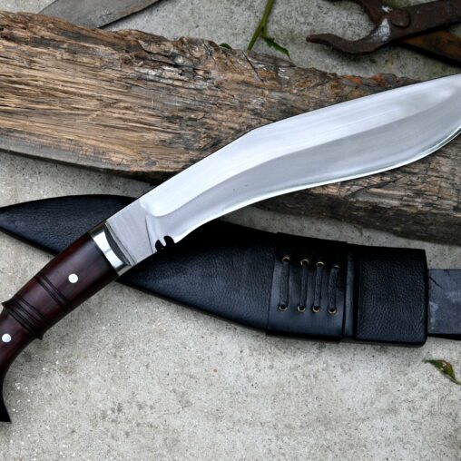 Survival Kukri Knife Fuller Blade Wooden Handle