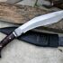 Survival Kukri Knife Fuller Blade Wooden Handle
