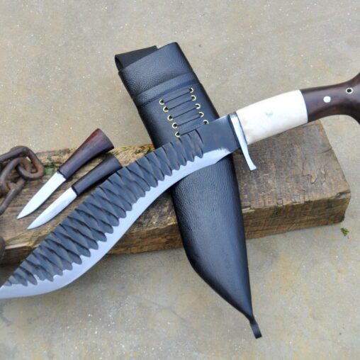 Tiger Survival Kukri Machete with Karda & Chakmak  and Leather Scabbard