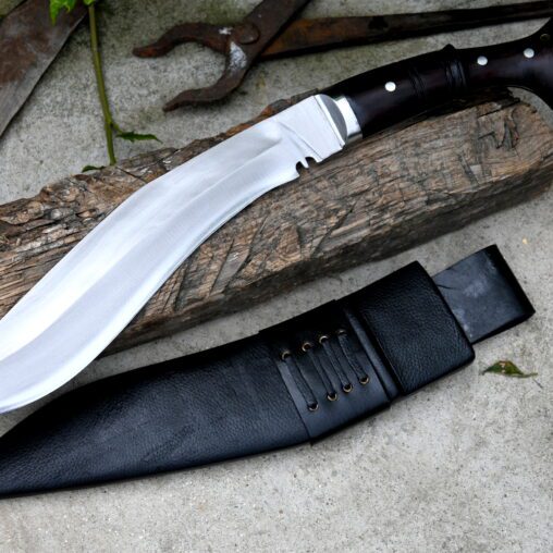 Survival Kukri Knife Fuller Blade Wooden Handle
