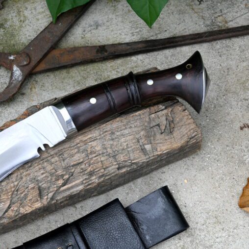 Survival Kukri Knife Fuller Blade Wooden Handle