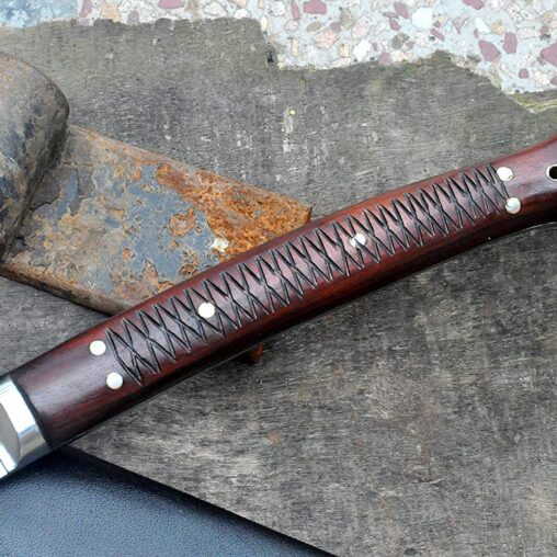 Siru Kukri Two-Handed Knife with Blade Notch and Rosewood Handle