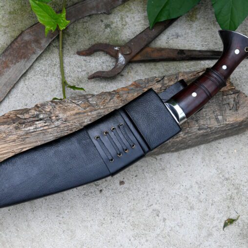 Survival Kukri Knife Fuller Blade Wooden Handle
