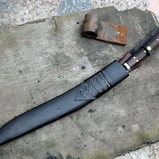 Siru Kukri Two-Handed Knife with Blade Notch and Rosewood Handle