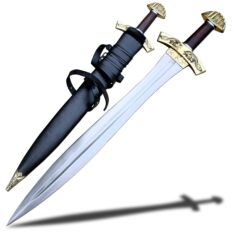 Chieftain Viking Sword with Runes and Golden Colored Hilt