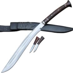 Siru Kukri Two-Handed Knife with Blade Notch and Rosewood Handle