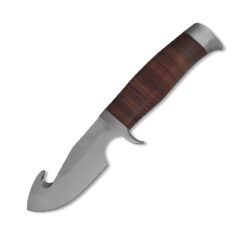 Waterbuck - Gut Hook Blade with Stacked Leather Handle