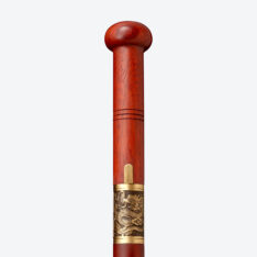 Black Dragon Round Pommel Cane Sword | Redwood and Folded Steel