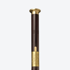 Black Disc Lotus Flower Pommel Cane Sword | Ebony Dark Wood and Folded Steel