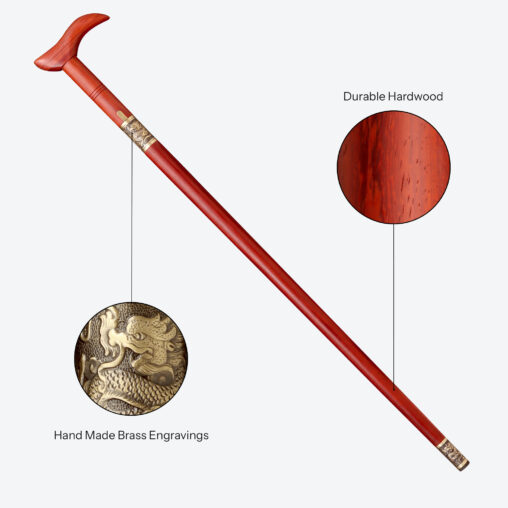 Red Derby Handle Cane Sword | Redwood and Folded Steel