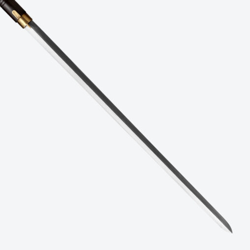 Gold Hook-Handle Walking Sword Cane | Ebony Darkwood and Folded Steel