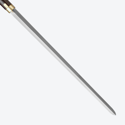Black Disc Lotus Flower Pommel Cane Sword | Ebony Dark Wood and Folded Steel