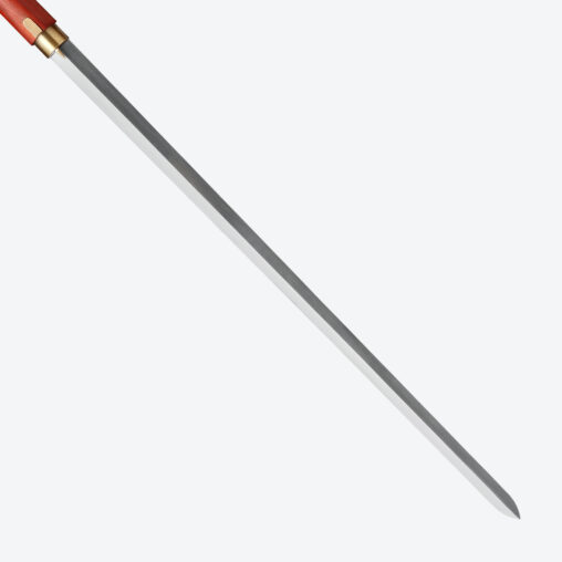 Red Dragon Cloud Round Pommel Cane Sword | Redwood and Folded Steel