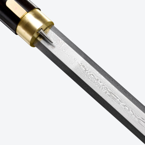 Gold Lion Cane Sword | Ebony Darkwood and Folded Steel Blade