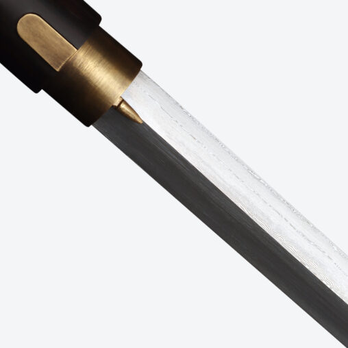 Gold Hook-Handle Walking Sword Cane | Ebony Darkwood and Folded Steel