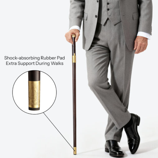 Black Disc Lotus Flower Pommel Cane Sword | Ebony Dark Wood and Folded Steel