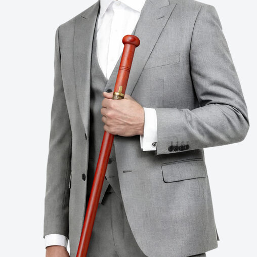 Black Dragon Round Pommel Cane Sword | Redwood and Folded Steel