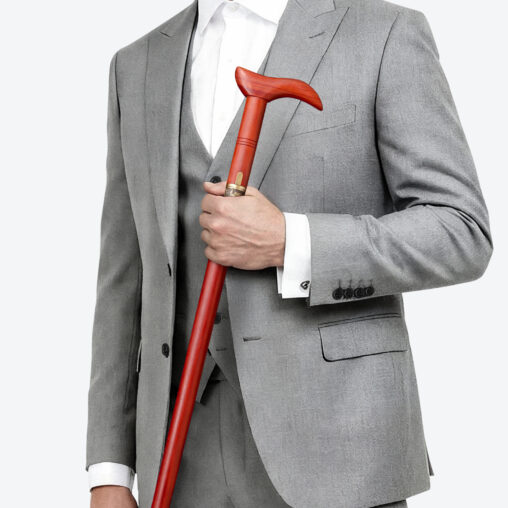 Red Derby Handle Cane Sword | Redwood and Folded Steel