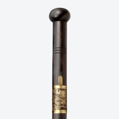 Black Dragon Round Pommel Cane Sword | Ebony Darkwood and Folded Steel