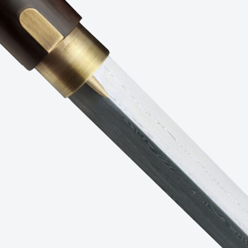 Black Dragon Round Pommel Cane Sword | Ebony Darkwood and Folded Steel