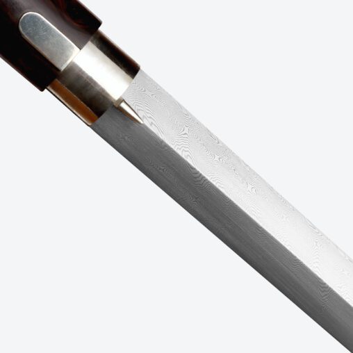 Silver Hook-Handle Walking Sword Cane | Ebony Darkwood and Damascus Steel