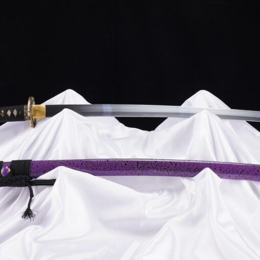 Flaming Flower Purple Katana with Brass Fittings