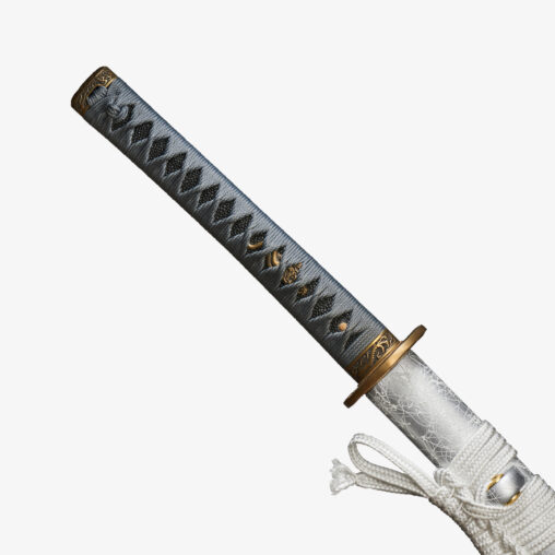 Nova Battle Ready Silver Cloud Carbon Steel Katana with Bohi