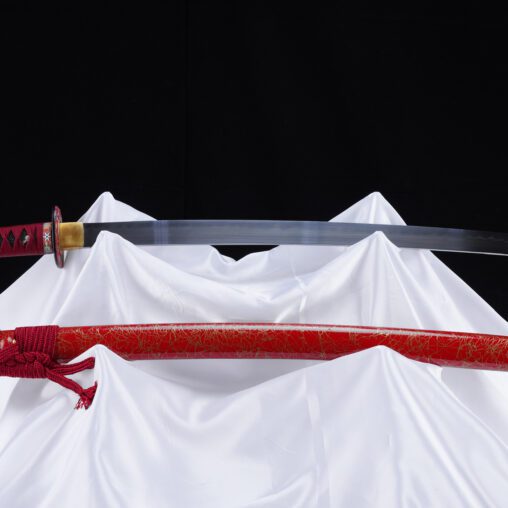 Red Fantasy Katana 1095 Clay Tempered with Gunome Hamon