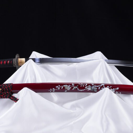 Red 1095 High Carbon Steel Polished Nature Motif Katana