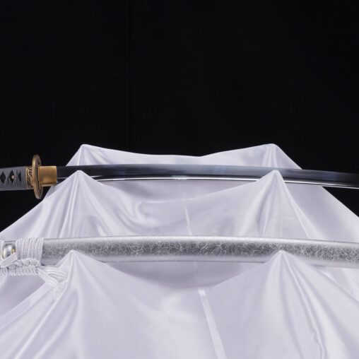 Battle Ready Silver Cloud Carbon Steel Katana with Bohi