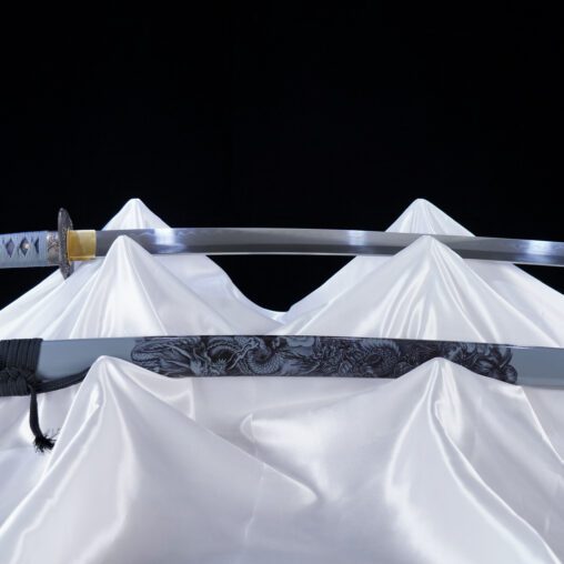 Grey Dragon Katana with Dragonfly Fititings | Clay Tempered 1095