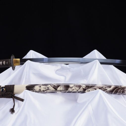 9260 Steel Khaki Kanmuriotoshi-Zukuri Woman Warrior Katana