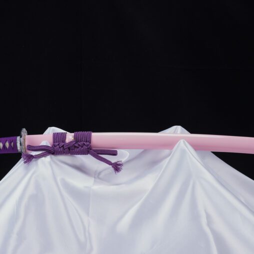 Pink/Purple Katana 1095 Carbon Steel Clay Tempered