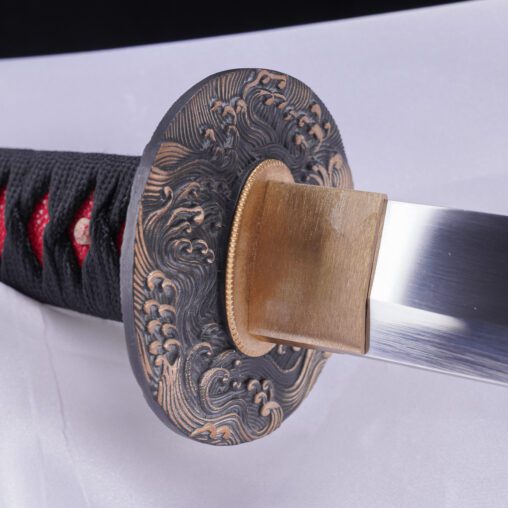 Enraged Red Japanese Sea Wave Carbon Steel Katana