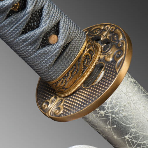 Nova Battle Ready Silver Cloud Carbon Steel Katana with Bohi