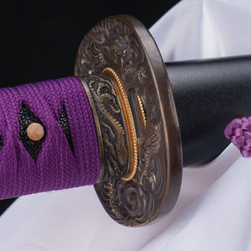 Purple Three-Clawed Japanese Katana with Dragon Fittings
