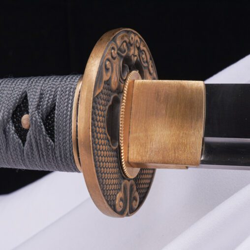 Battle Ready Silver Cloud Carbon Steel Katana with Bohi