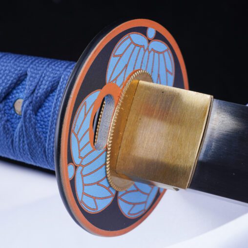 Anime Style Blue Leaf Motif Battle Ready Katana Sword