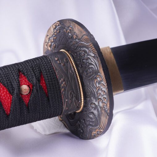 Enraged Red Japanese Sea Wave Carbon Steel Katana