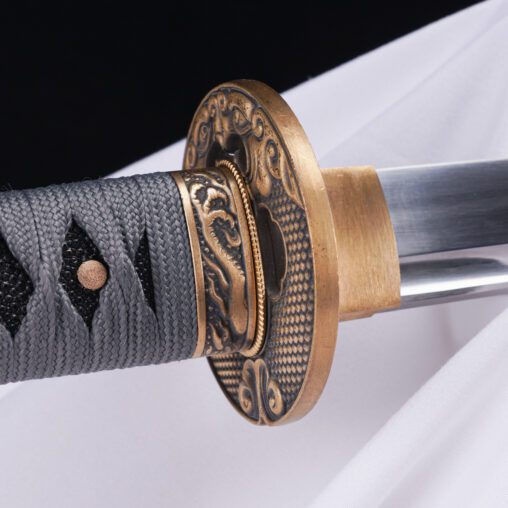 Battle Ready Silver Cloud Carbon Steel Katana with Bohi