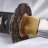 1095 Cream/Brown Katana with Singing Samurai Saya