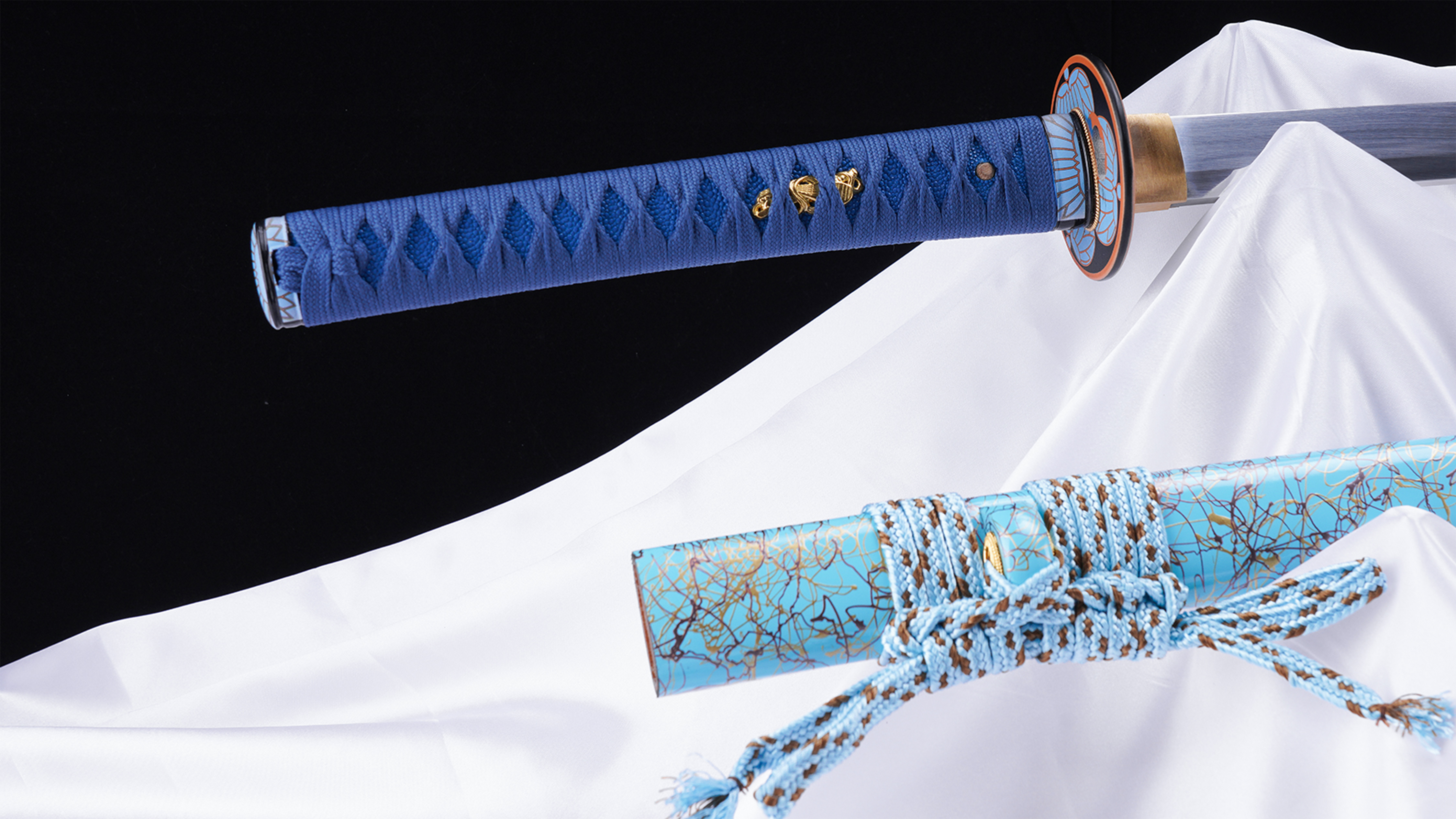 Shadow Dancer Nova Anime Style Blue Leaf Motif Battle Ready Katana