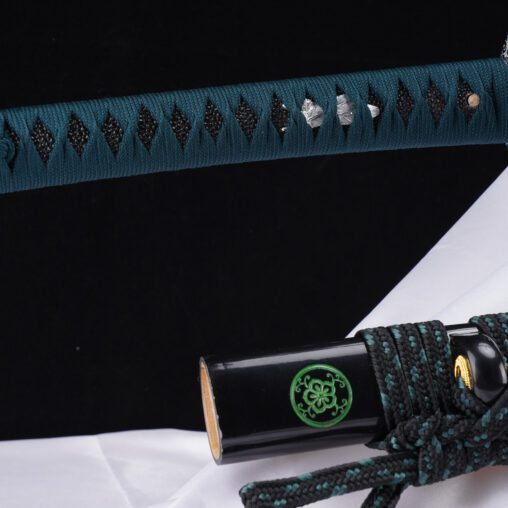 Japanese Dragon Green Five Petal Cherry Blossom Katana