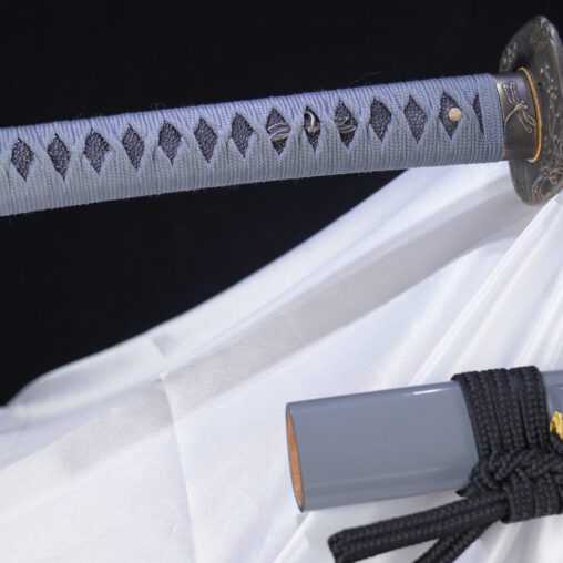 Grey Dragon Katana with Dragonfly Fititings | Clay Tempered 1095