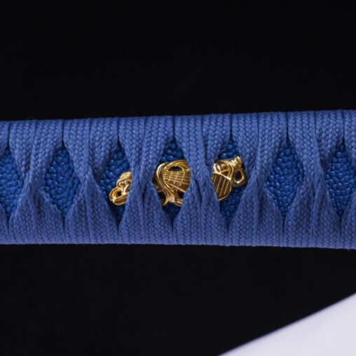 Anime Style Blue Leaf Motif Battle Ready Katana Sword