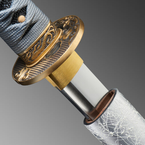 Nova Battle Ready Silver Cloud Carbon Steel Katana with Bohi