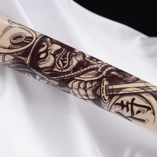 1095 Cream/Brown Katana with Singing Samurai Saya