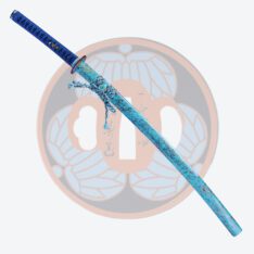 Anime Style Blue Leaf Motif Battle Ready Katana Sword